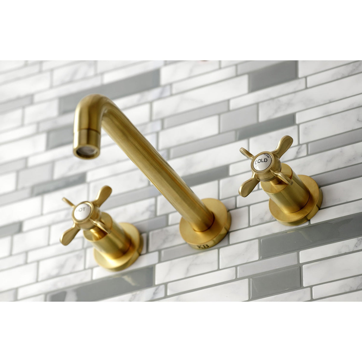 Essex KS8027BEX Two-Handle 3-Hole Wall Mount Roman Tub Faucet, Brushed Brass
