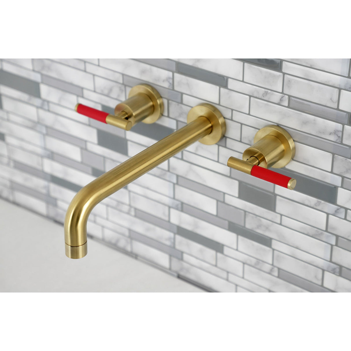 Kaiser KS8027CKL Two-Handle 3-Hole Wall Mount Roman Tub Faucet, Brushed Brass