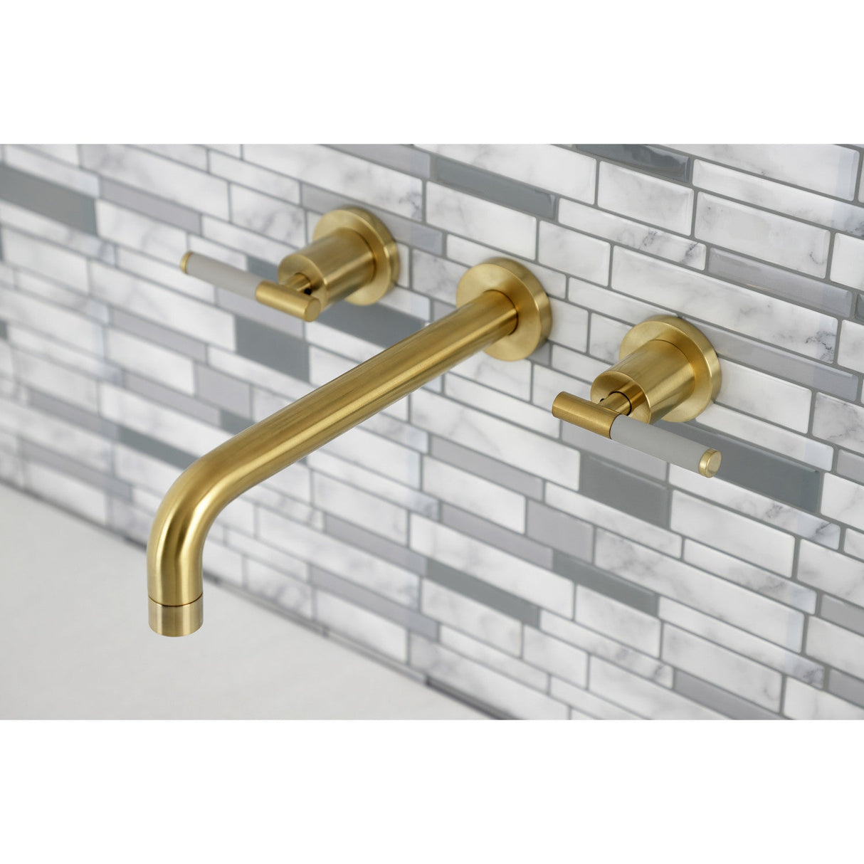 Kaiser KS8027CKL Two-Handle 3-Hole Wall Mount Roman Tub Faucet, Brushed Brass