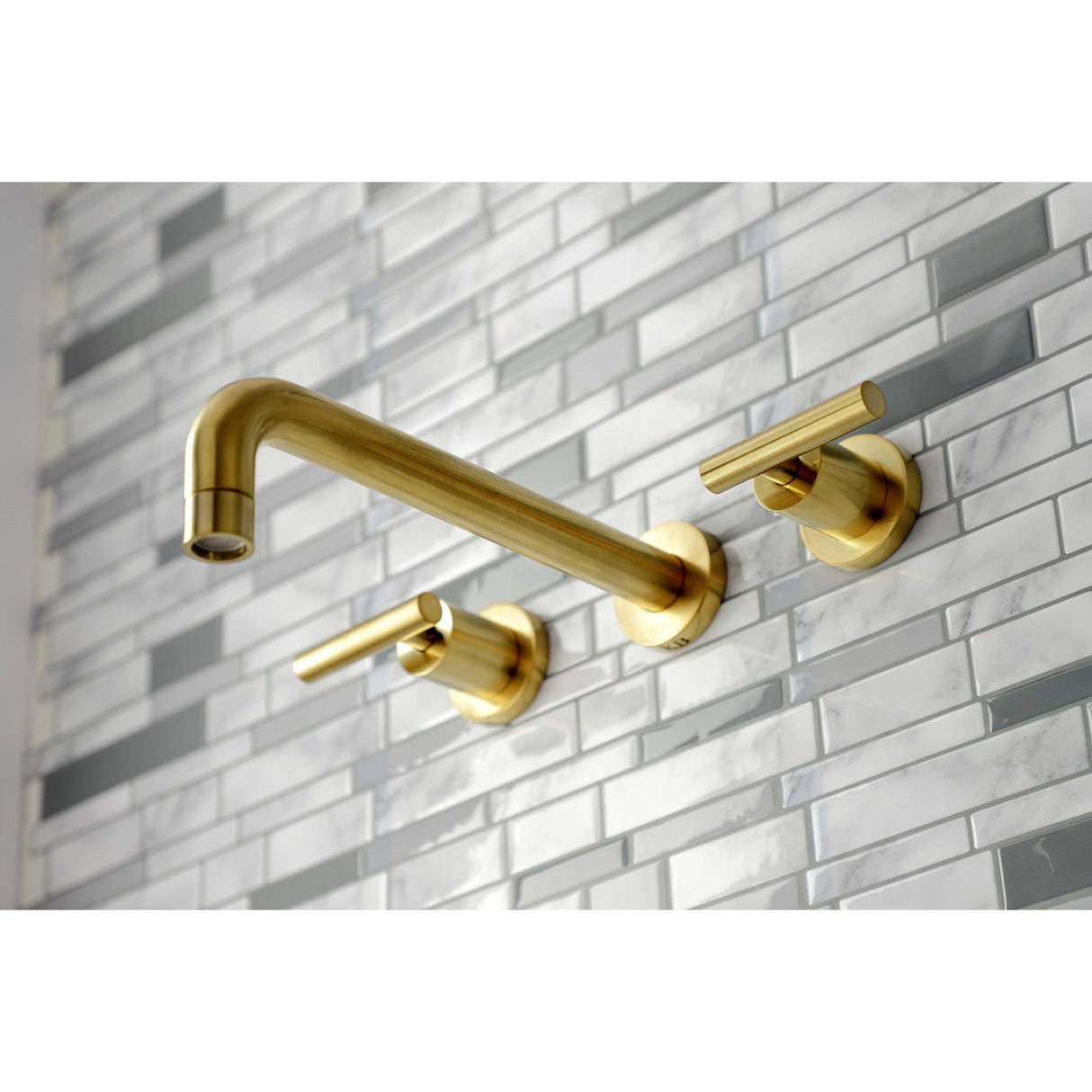 Manhattan KS8027CML Two-Handle 3-Hole Wall Mount Roman Tub Faucet, Brushed Brass