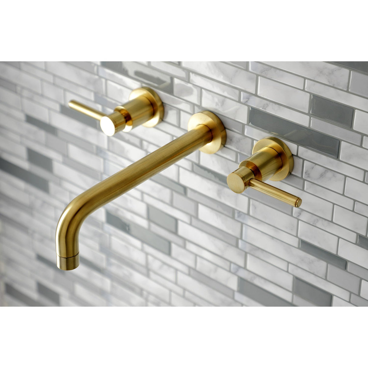 Concord KS8027DL Two-Handle 3-Hole Wall Mount Roman Tub Faucet, Brushed Brass