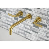 Whitaker KS8027KL Two-Handle 3-Hole Wall Mount Roman Tub Faucet, Brushed Brass