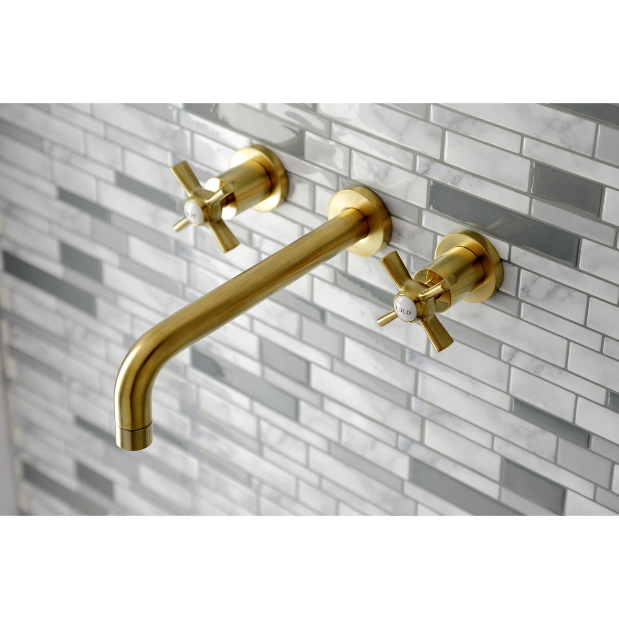 Millennium KS8027ZX Two-Handle 3-Hole Wall Mount Roman Tub Faucet, Brushed Brass