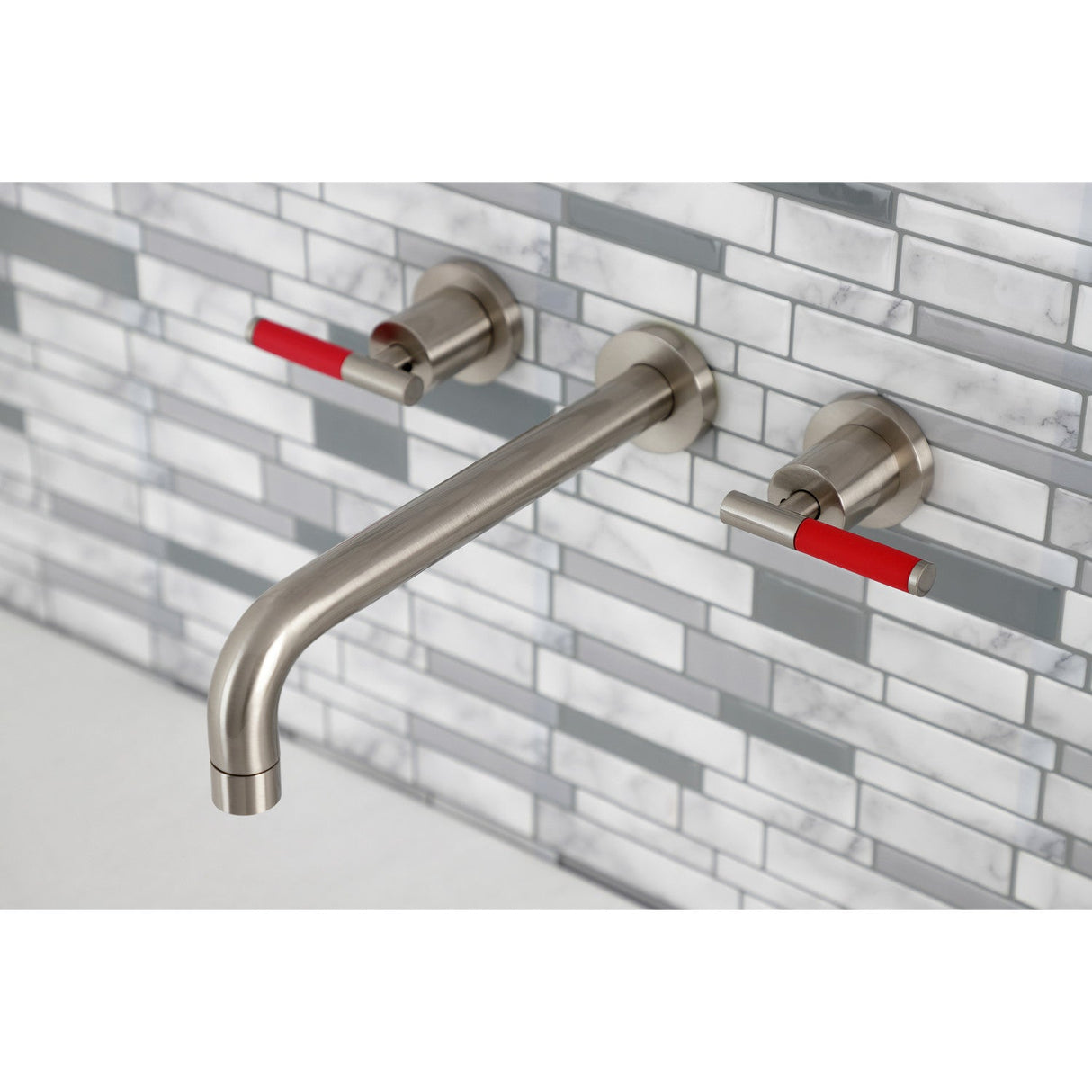 Kaiser KS8028CKL Two-Handle 3-Hole Wall Mount Roman Tub Faucet, Brushed Nickel