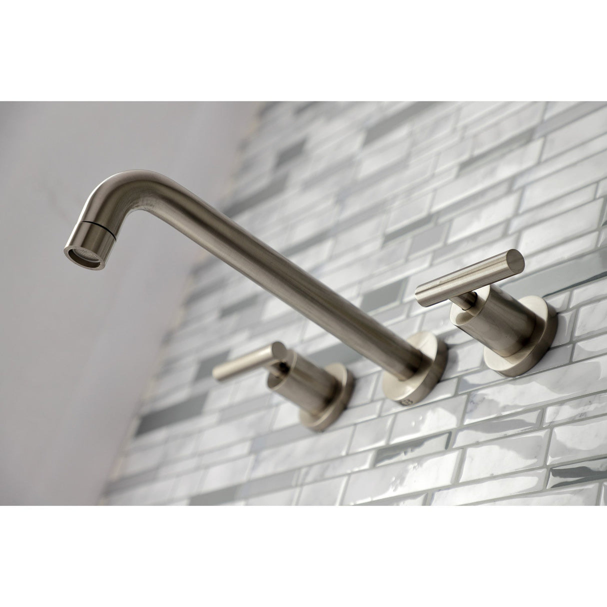 Manhattan KS8028CML Two-Handle 3-Hole Wall Mount Roman Tub Faucet, Brushed Nickel