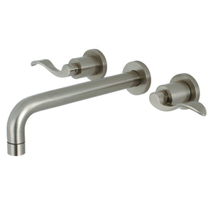 NuWave KS8028DFL Two-Handle 3-Hole Wall Mount Roman Tub Faucet, Brushed Nickel