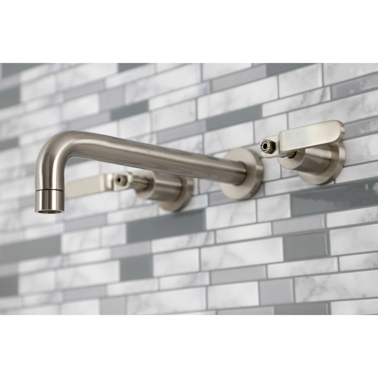 Whitaker KS8028KL Two-Handle 3-Hole Wall Mount Roman Tub Faucet, Brushed Nickel