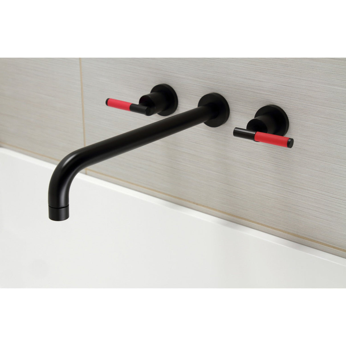 Kaiser KS8040CKL Two-Handle 3-Hole Wall Mount Roman Tub Faucet, Matte Black