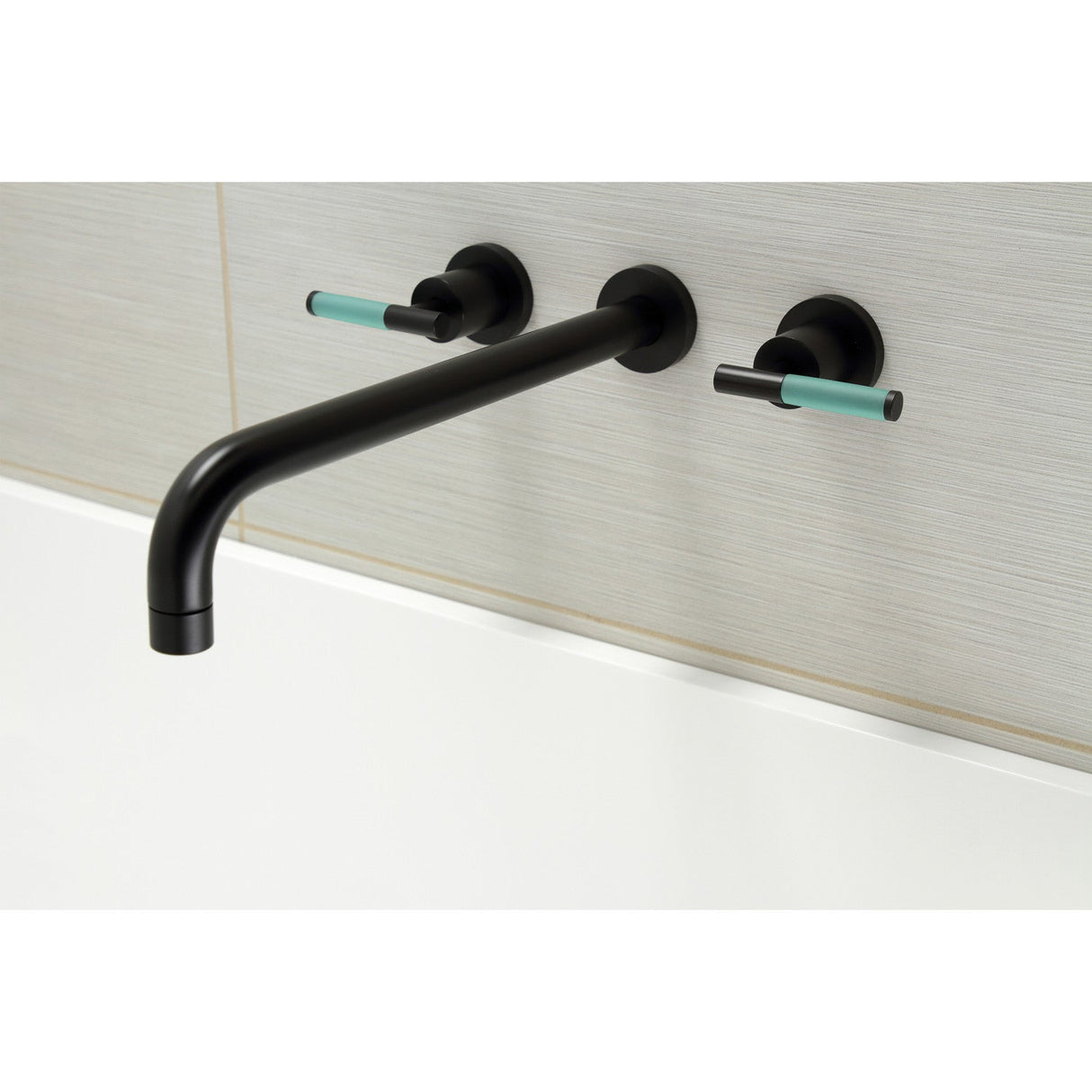 Kaiser KS8040CKL Two-Handle 3-Hole Wall Mount Roman Tub Faucet, Matte Black