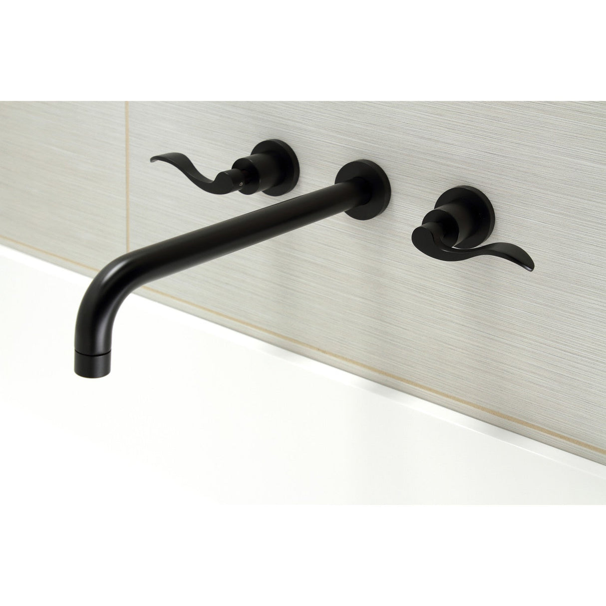 NuWave KS8040DFL Two-Handle 3-Hole Wall Mount Roman Tub Faucet, Matte Black