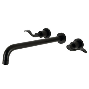 NuWave KS8040DFL Two-Handle 3-Hole Wall Mount Roman Tub Faucet, Matte Black