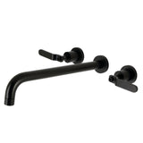 Whitaker KS8040KL Two-Handle 3-Hole Wall Mount Roman Tub Faucet, Matte Black