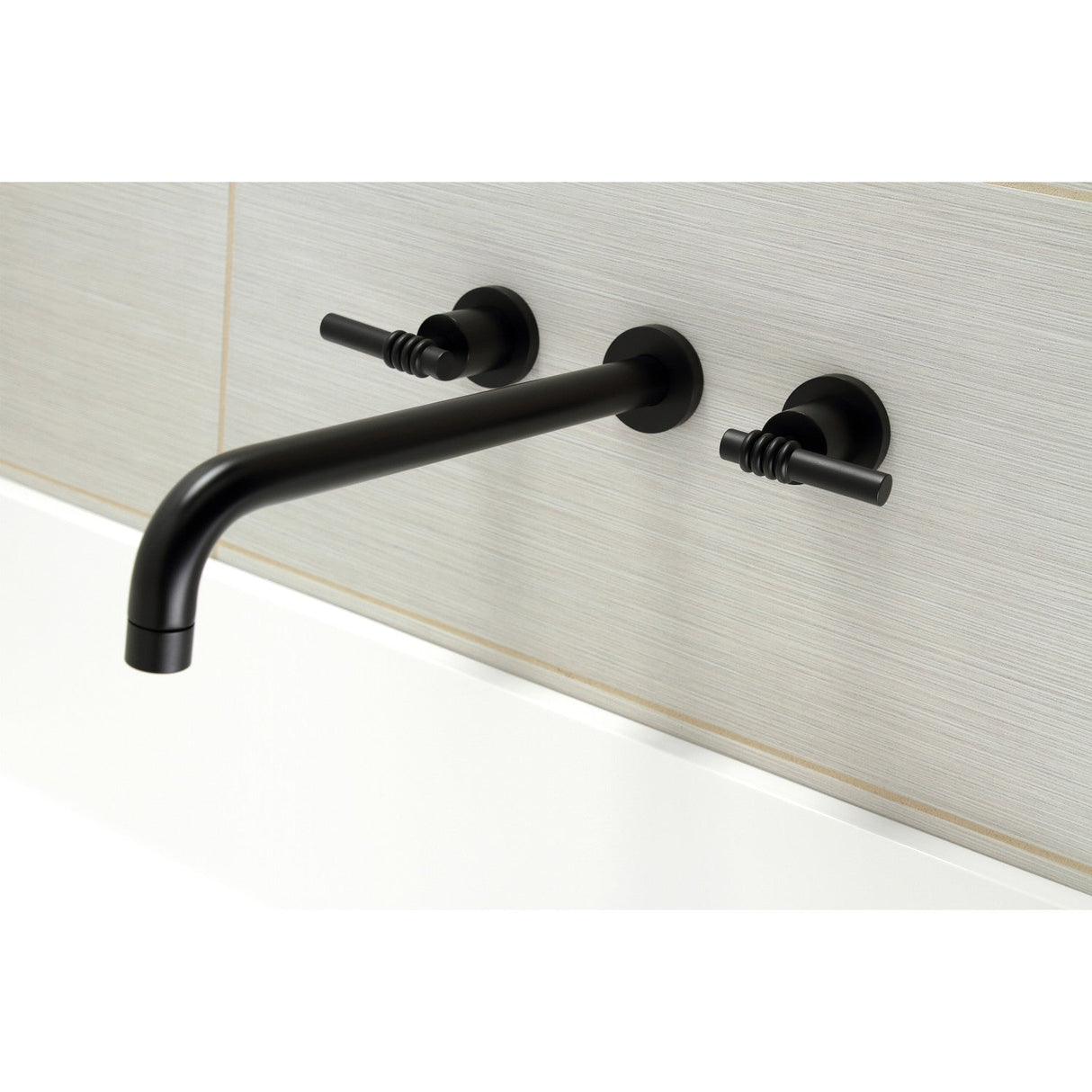 Milano KS8040ML Two-Handle 3-Hole Wall Mount Roman Tub Faucet, Matte Black