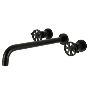 Belknap KS8040RX Two-Handle 3-Hole Wall Mount Roman Tub Faucet, Matte Black