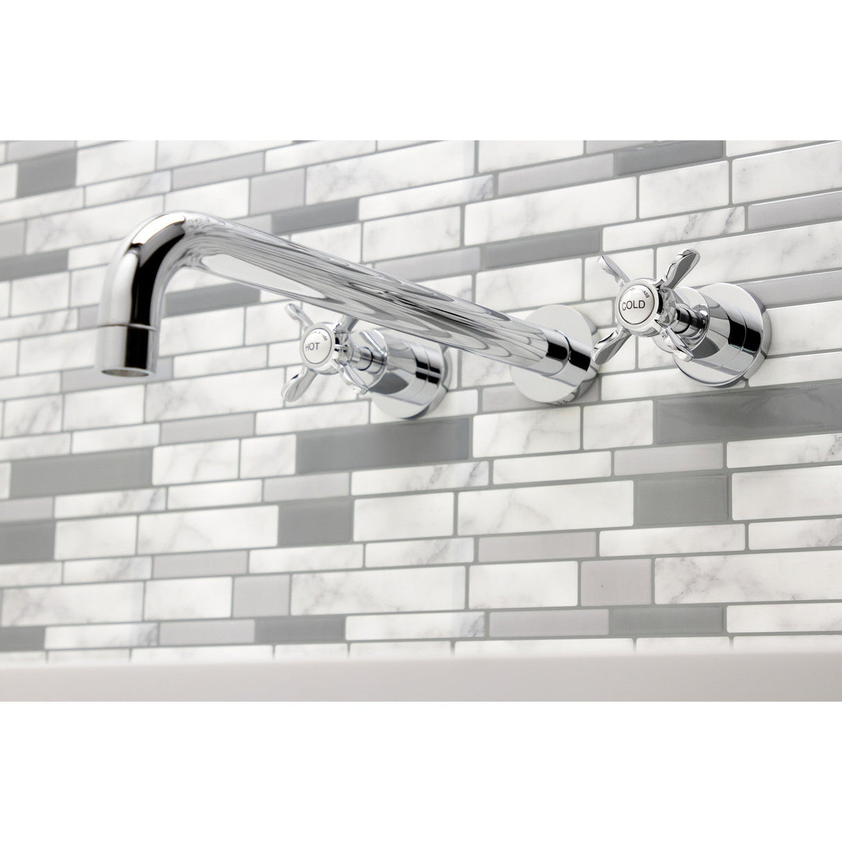 Essex KS8041BEX Two-Handle 3-Hole Wall Mount Roman Tub Faucet, Polished Chrome