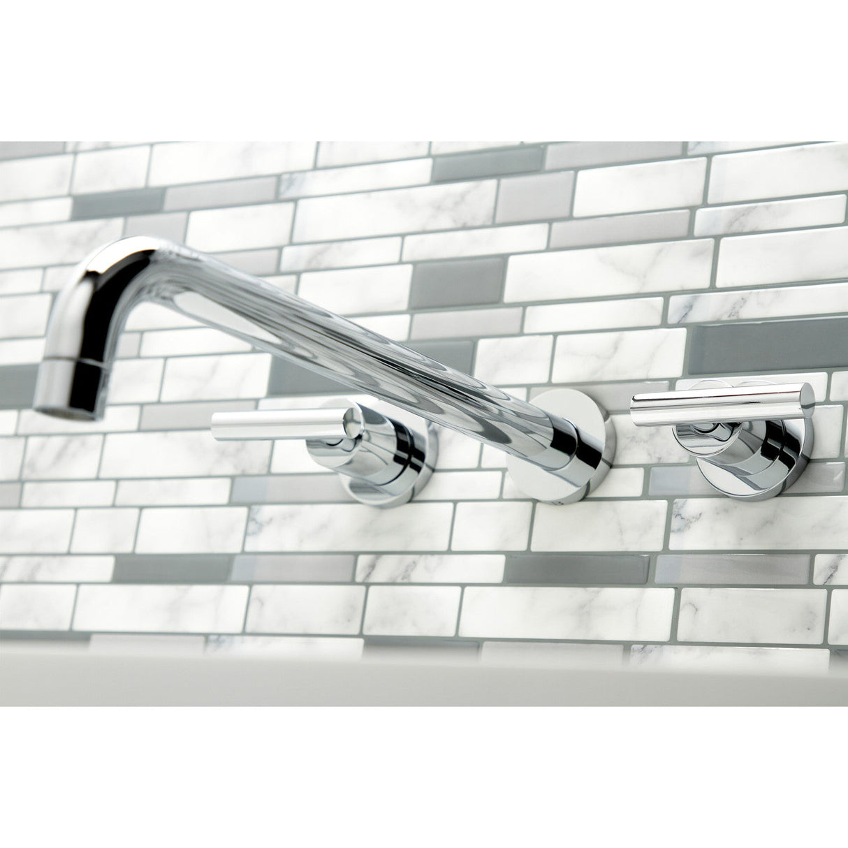 Manhattan KS8041CML Two-Handle 3-Hole Wall Mount Roman Tub Faucet, Polished Chrome