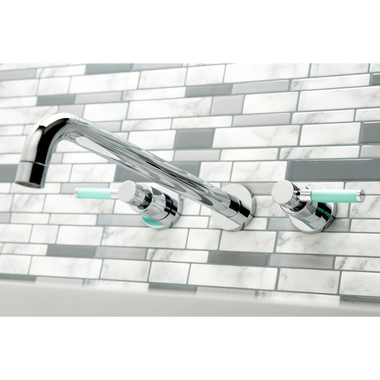 Kaiser KS8041DKL Two-Handle 3-Hole Wall Mount Roman Tub Faucet, Polished Chrome