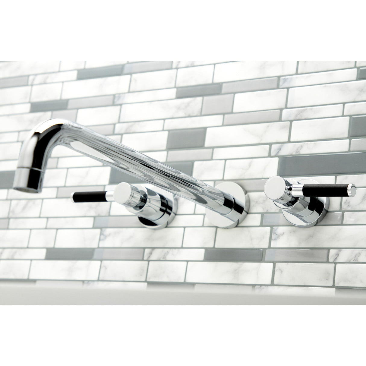 Kaiser KS8041DKL Two-Handle 3-Hole Wall Mount Roman Tub Faucet, Polished Chrome