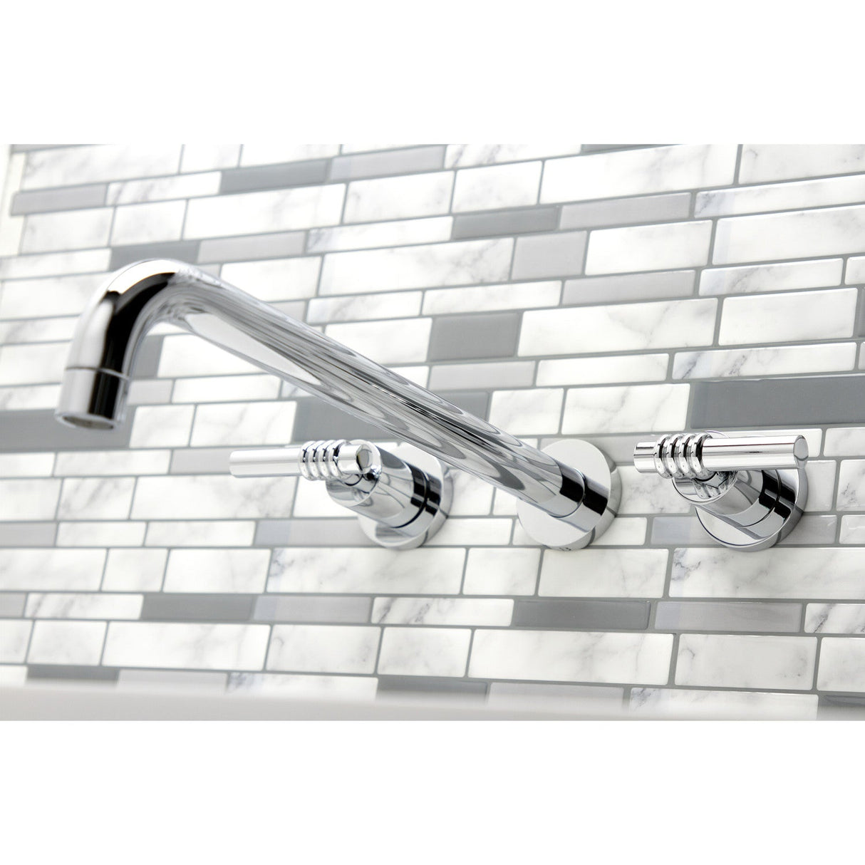 Milano KS8041ML Two-Handle 3-Hole Wall Mount Roman Tub Faucet, Polished Chrome