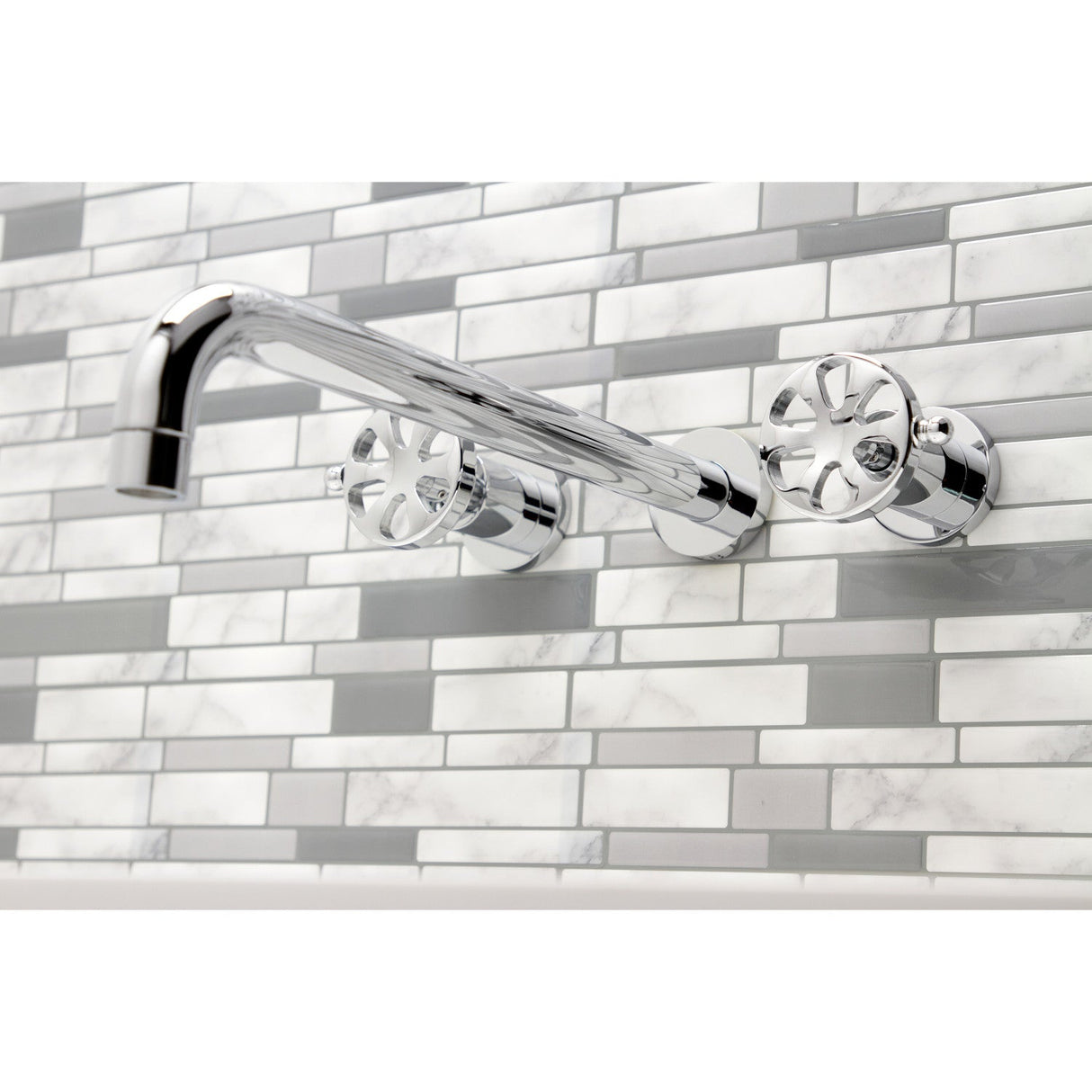 Belknap KS8041RX Two-Handle 3-Hole Wall Mount Roman Tub Faucet, Polished Chrome