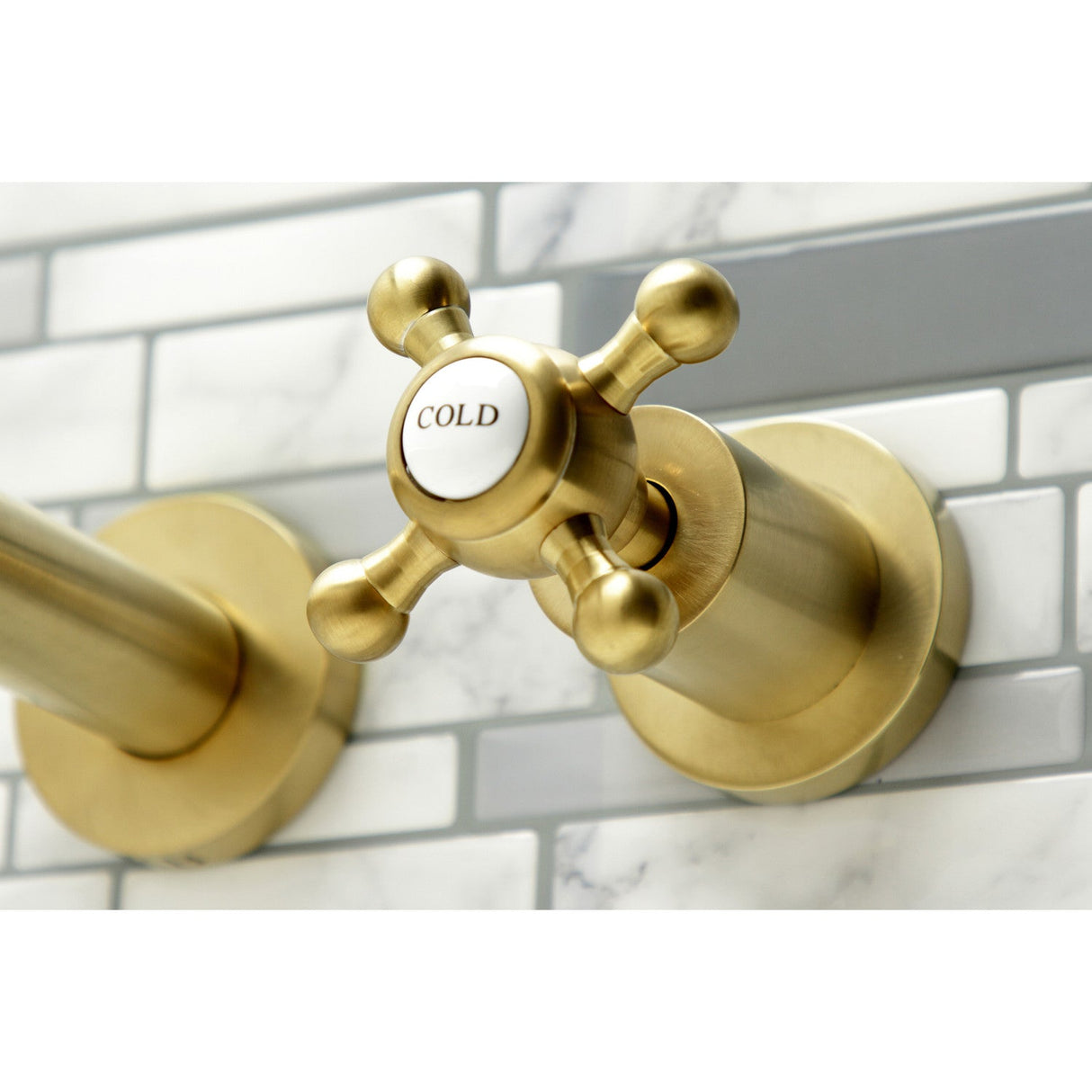 Metropolitan KS8047BX Two-Handle 3-Hole Wall Mount Roman Tub Faucet, Brushed Brass