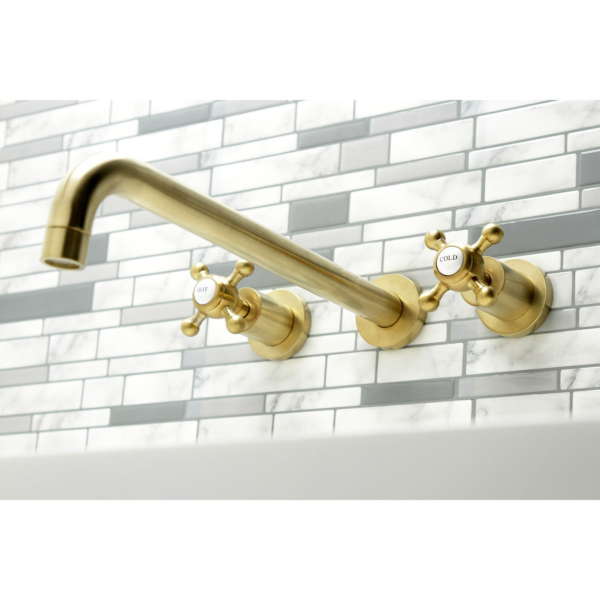 Metropolitan KS8047BX Two-Handle 3-Hole Wall Mount Roman Tub Faucet, Brushed Brass