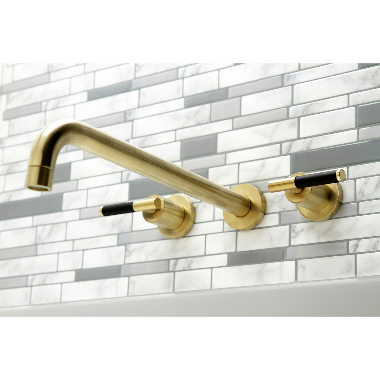 Kaiser KS8047CKL Two-Handle 3-Hole Wall Mount Roman Tub Faucet, Brushed Brass