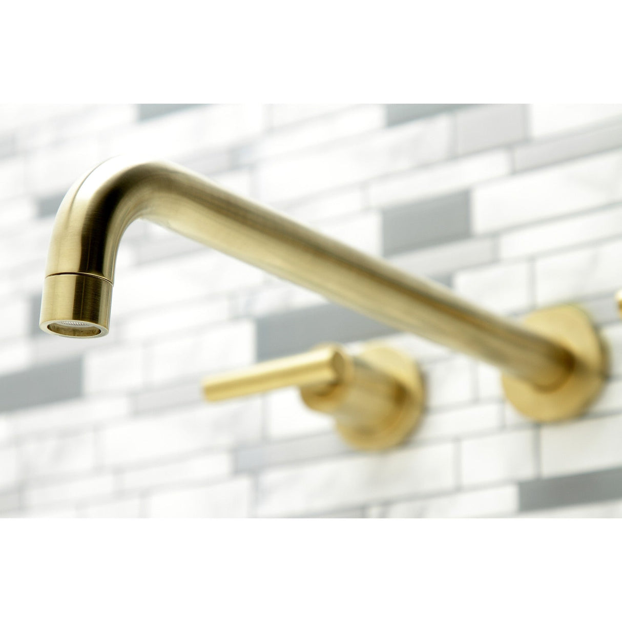 Manhattan KS8047CML Two-Handle 3-Hole Wall Mount Roman Tub Faucet, Brushed Brass