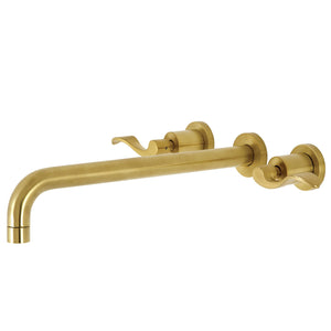 NuWave KS8047DFL Two-Handle 3-Hole Wall Mount Roman Tub Faucet, Brushed Brass