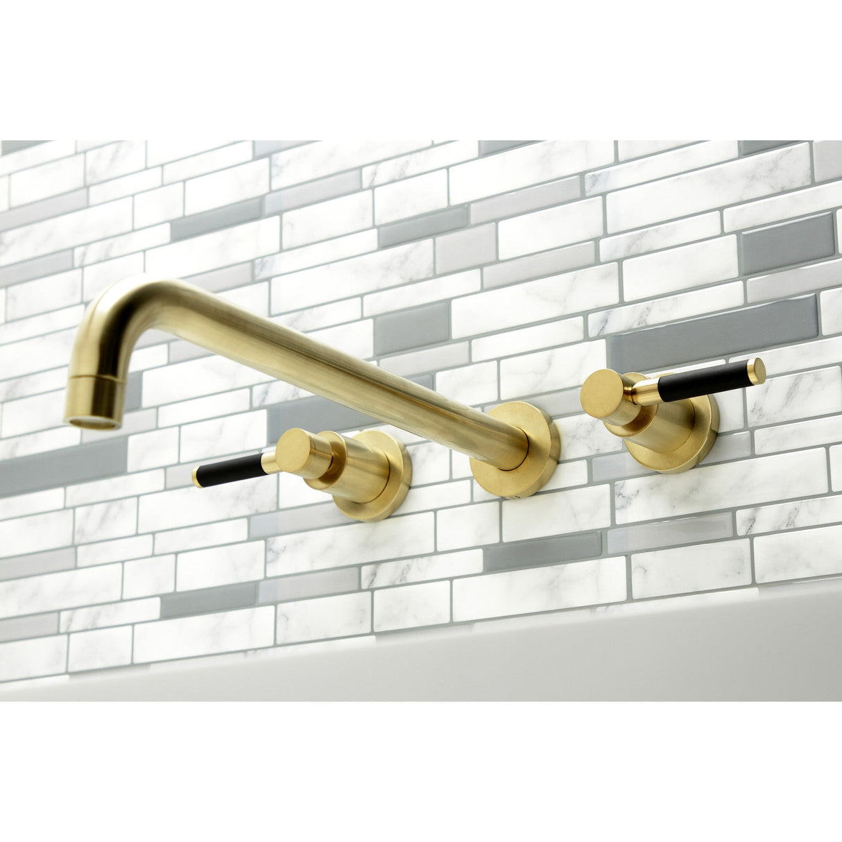 Kaiser KS8047DKL Two-Handle 3-Hole Wall Mount Roman Tub Faucet, Brushed Brass