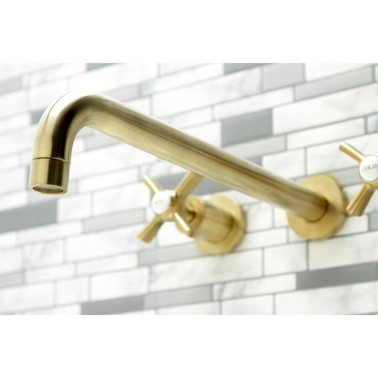 Millennium KS8047ZX Two-Handle 3-Hole Wall Mount Roman Tub Faucet, Brushed Brass
