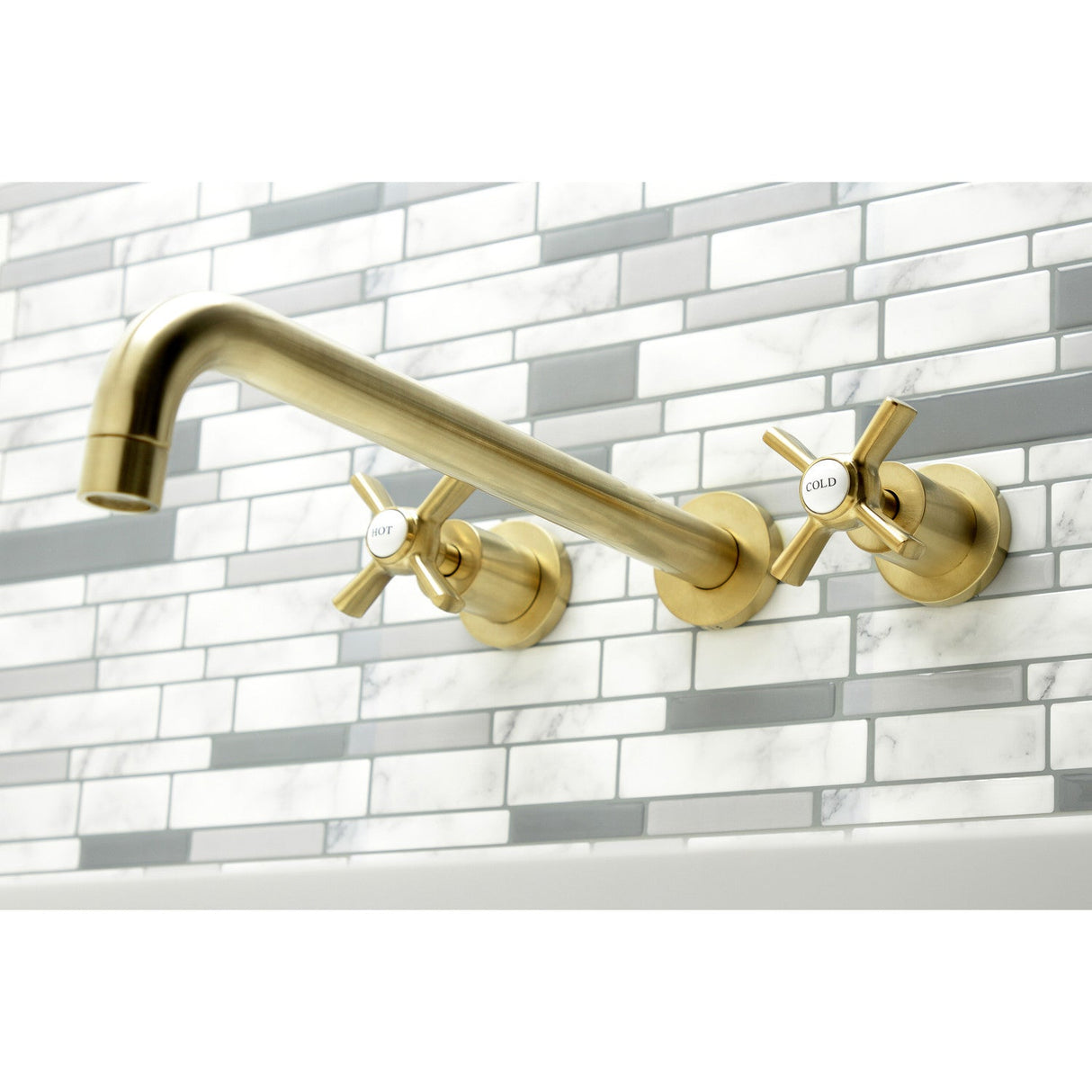 Millennium KS8047ZX Two-Handle 3-Hole Wall Mount Roman Tub Faucet, Brushed Brass