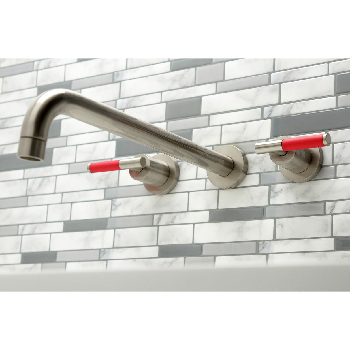 Kaiser KS8048CKL Two-Handle 3-Hole Wall Mount Roman Tub Faucet, Brushed Nickel