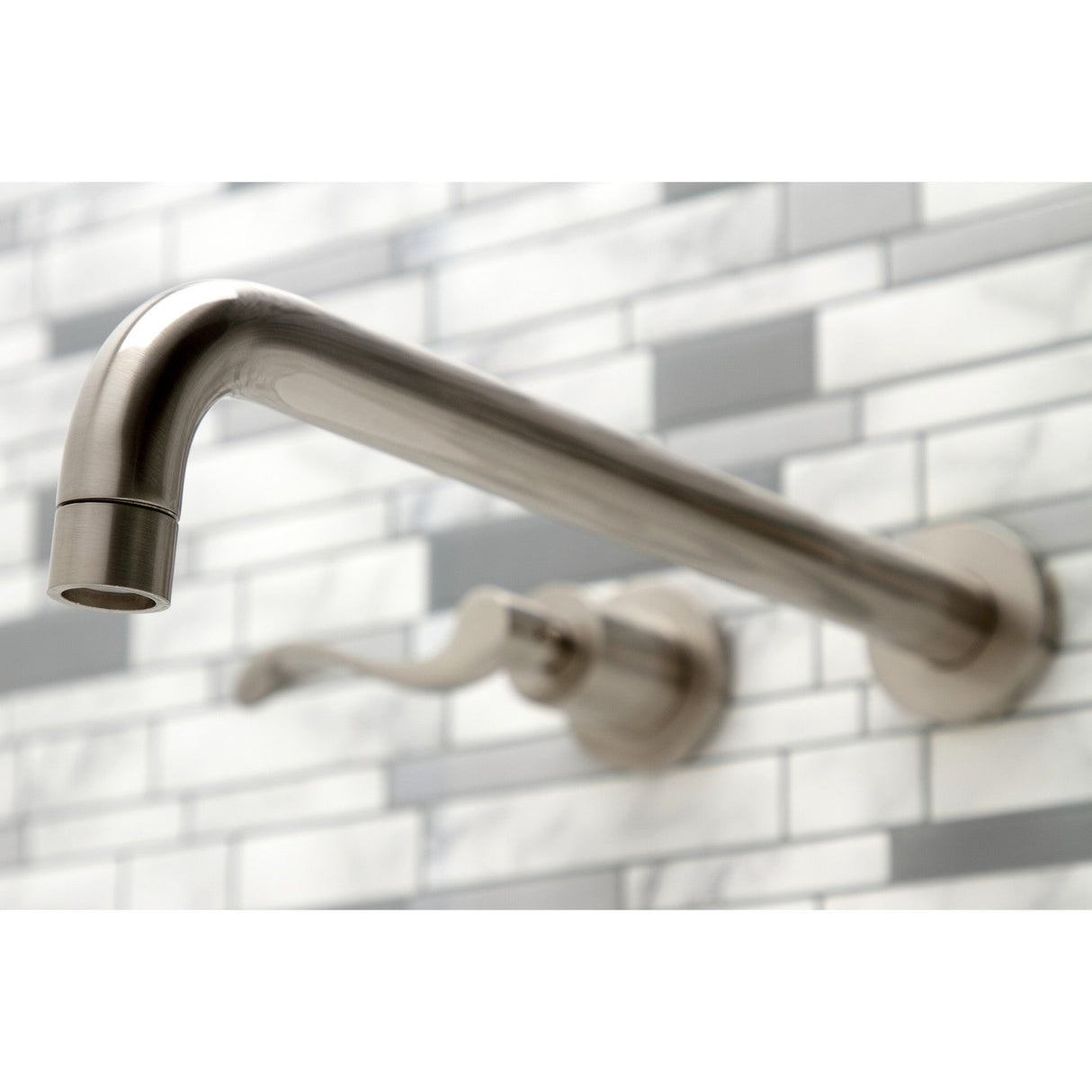 NuWave KS8048DFL Two-Handle 3-Hole Wall Mount Roman Tub Faucet, Brushed Nickel