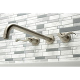 NuWave KS8048DFL Two-Handle 3-Hole Wall Mount Roman Tub Faucet, Brushed Nickel