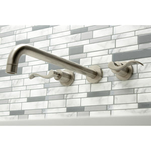 NuWave KS8048DFL Two-Handle 3-Hole Wall Mount Roman Tub Faucet, Brushed Nickel