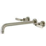 Whitaker KS8048KL Two-Handle 3-Hole Wall Mount Roman Tub Faucet, Brushed Nickel