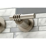 Milano KS8048ML Two-Handle 3-Hole Wall Mount Roman Tub Faucet, Brushed Nickel