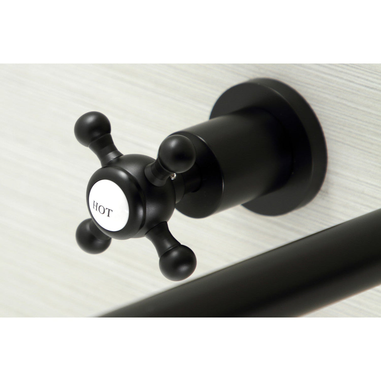 Metropolitan KS8050BX Two-Handle 3-Hole Wall Mount Roman Tub Faucet, Matte Black