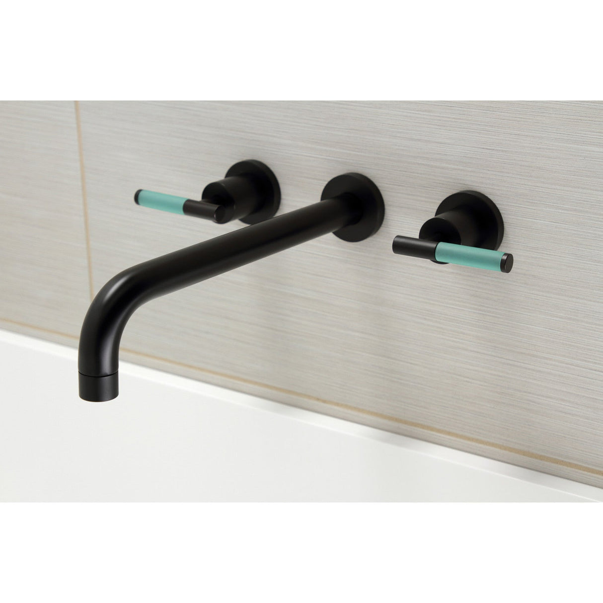 Kaiser KS8050CKL Two-Handle 3-Hole Wall Mount Roman Tub Faucet, Matte Black