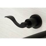 NuWave KS8050DFL Two-Handle 3-Hole Wall Mount Roman Tub Faucet, Matte Black