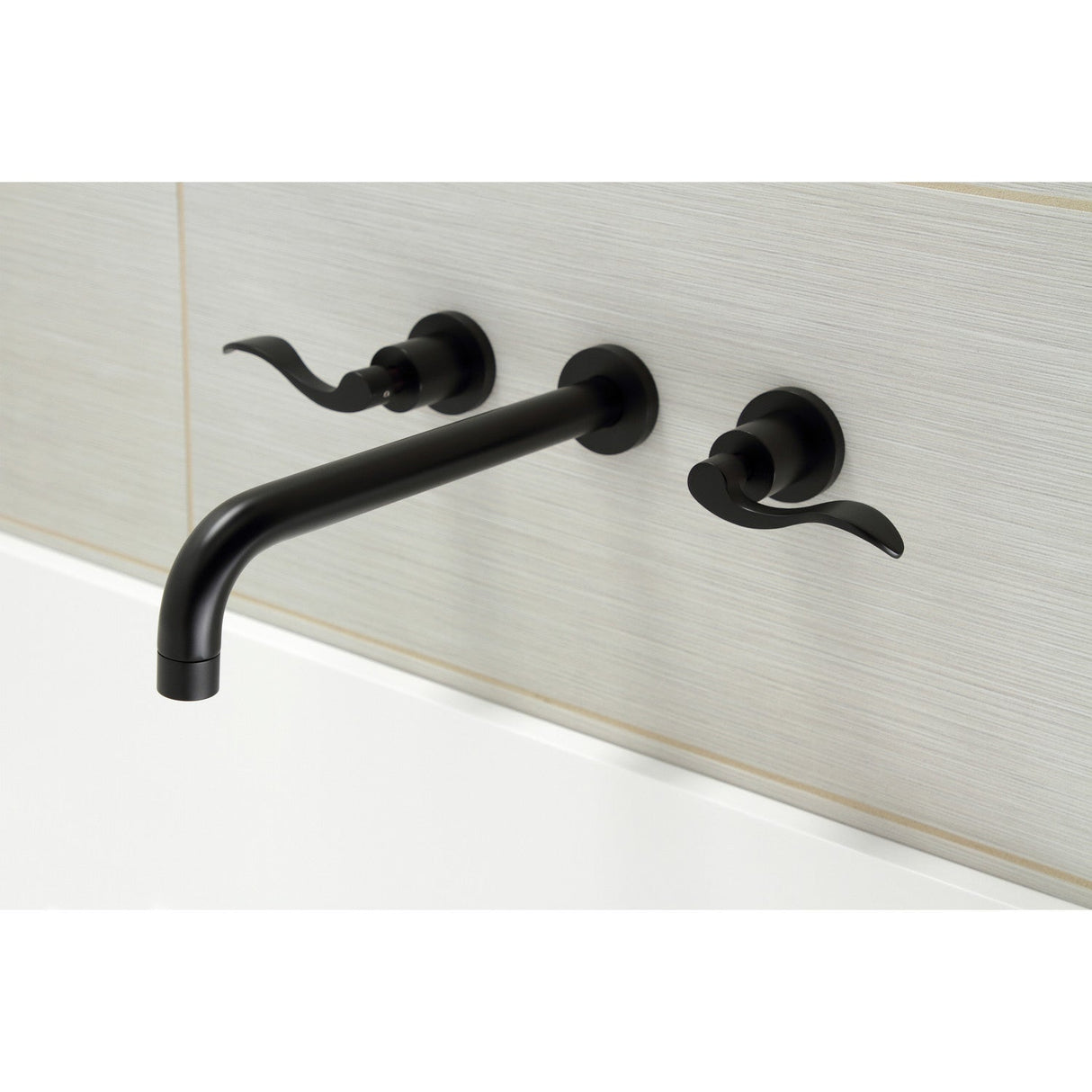 NuWave KS8050DFL Two-Handle 3-Hole Wall Mount Roman Tub Faucet, Matte Black