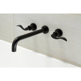 NuWave KS8050DFL Two-Handle 3-Hole Wall Mount Roman Tub Faucet, Matte Black