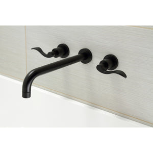 NuWave KS8050DFL Two-Handle 3-Hole Wall Mount Roman Tub Faucet, Matte Black
