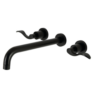 NuWave KS8050DFL Two-Handle 3-Hole Wall Mount Roman Tub Faucet, Matte Black