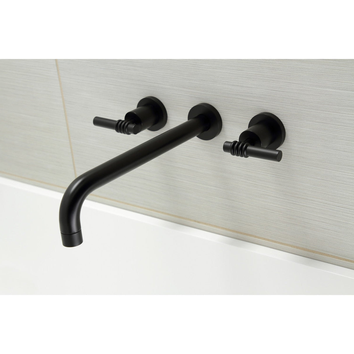 Milano KS8050ML Two-Handle 3-Hole Wall Mount Roman Tub Faucet, Matte Black