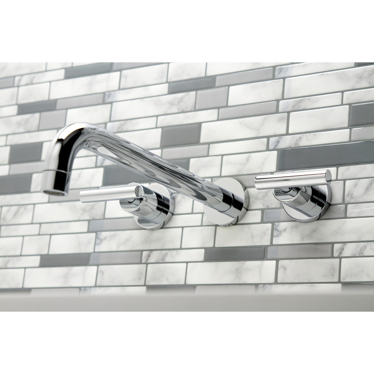 Manhattan KS8051CML Two-Handle 3-Hole Wall Mount Roman Tub Faucet, Polished Chrome