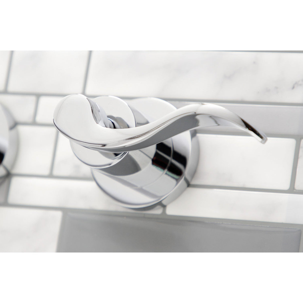NuWave KS8051DFL Two-Handle 3-Hole Wall Mount Roman Tub Faucet, Polished Chrome