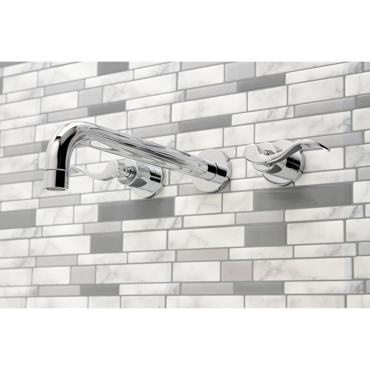 NuWave KS8051DFL Two-Handle 3-Hole Wall Mount Roman Tub Faucet, Polished Chrome