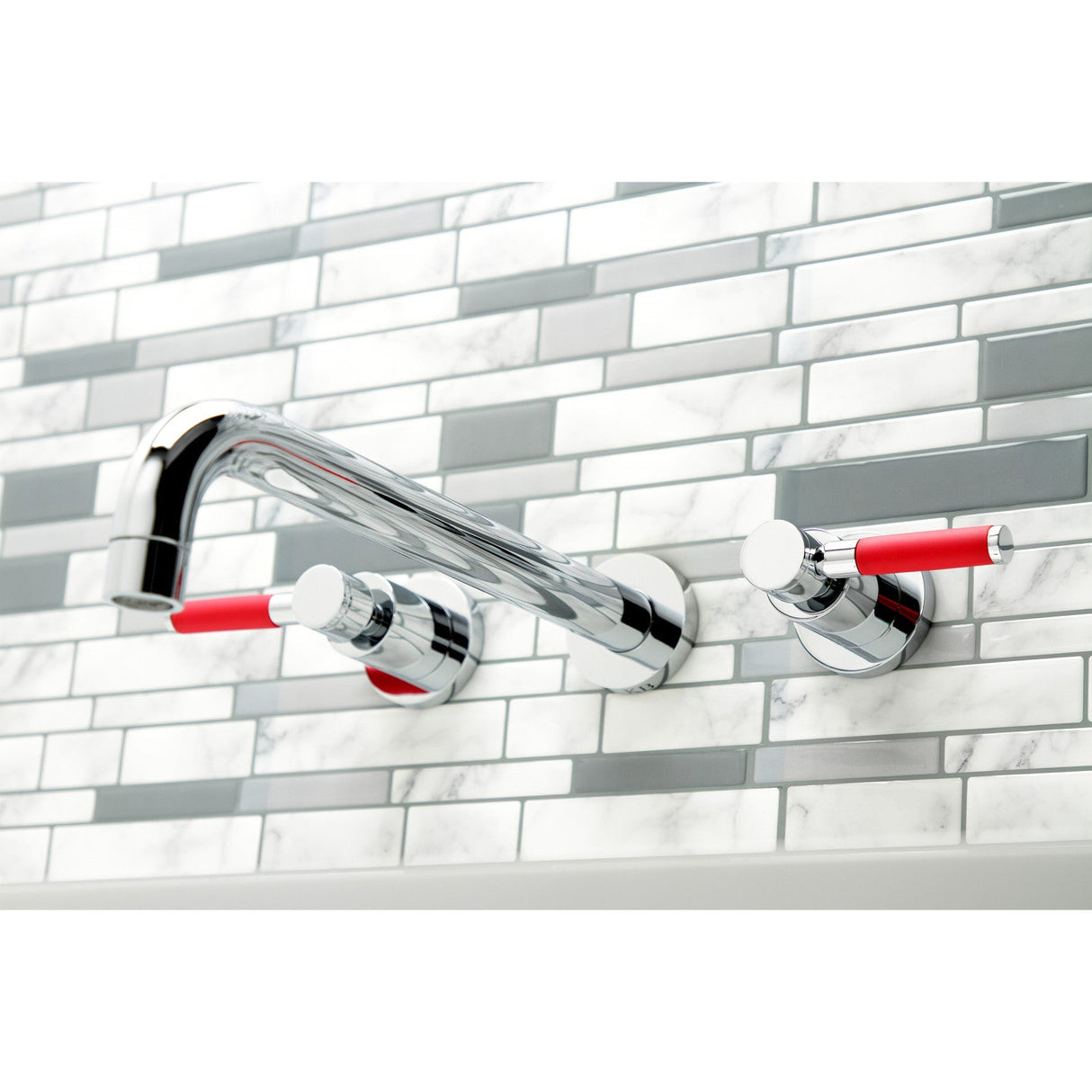 Kaiser KS8051DKL Two-Handle 3-Hole Wall Mount Roman Tub Faucet, Polished Chrome